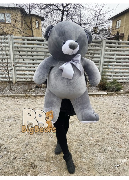 Плюшевий ведмедик Томмі 130 см велюр сірий Плюшевий ведмедик Томмі 130 см велюр сірий